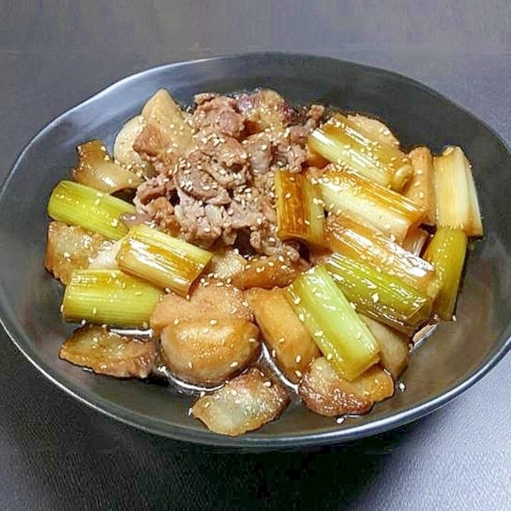 豚肉と長ねぎ里芋のこってり照り焼き風炒め煮